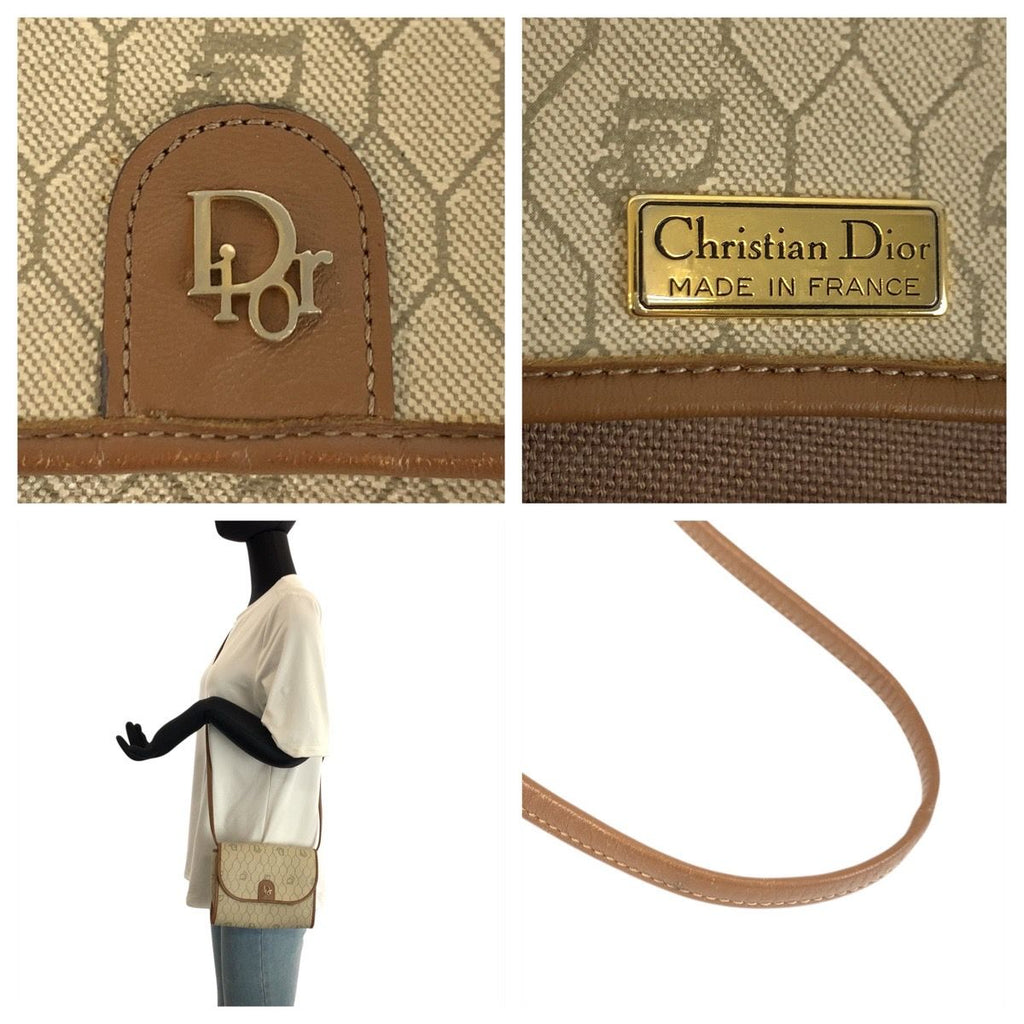 Dior Vintage Beige Brown Gold Leather Shoulder Bag Pochette — view 5