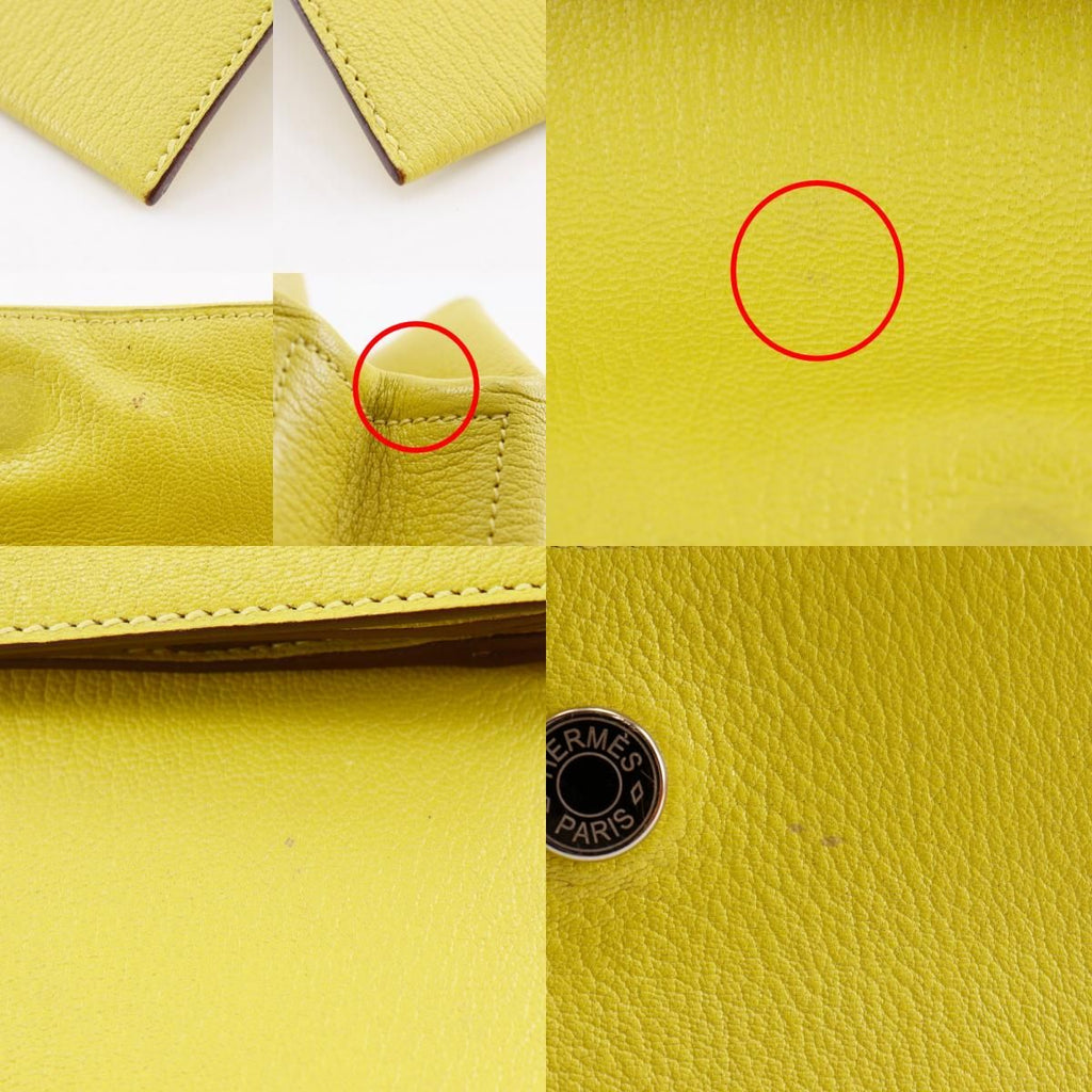 Hermes Opry Chevre Lime Yellow Green a Clutch — view 9
