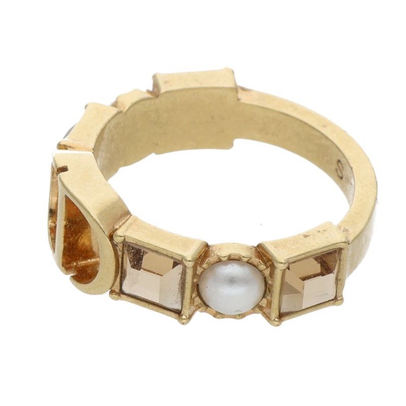 Dior Petit CD Cd Rhinestone Faux Pearl Gpring S No 10 Ring