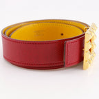 Hermes Medallion Reversible Vintage Leather Red Yellow Belt — view 3
