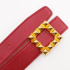 Hermes Medallion Reversible Vintage Leather Red Yellow Belt — view 4
