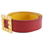 Hermes Medallion Reversible Vintage Leather Red Yellow Belt — view 2
