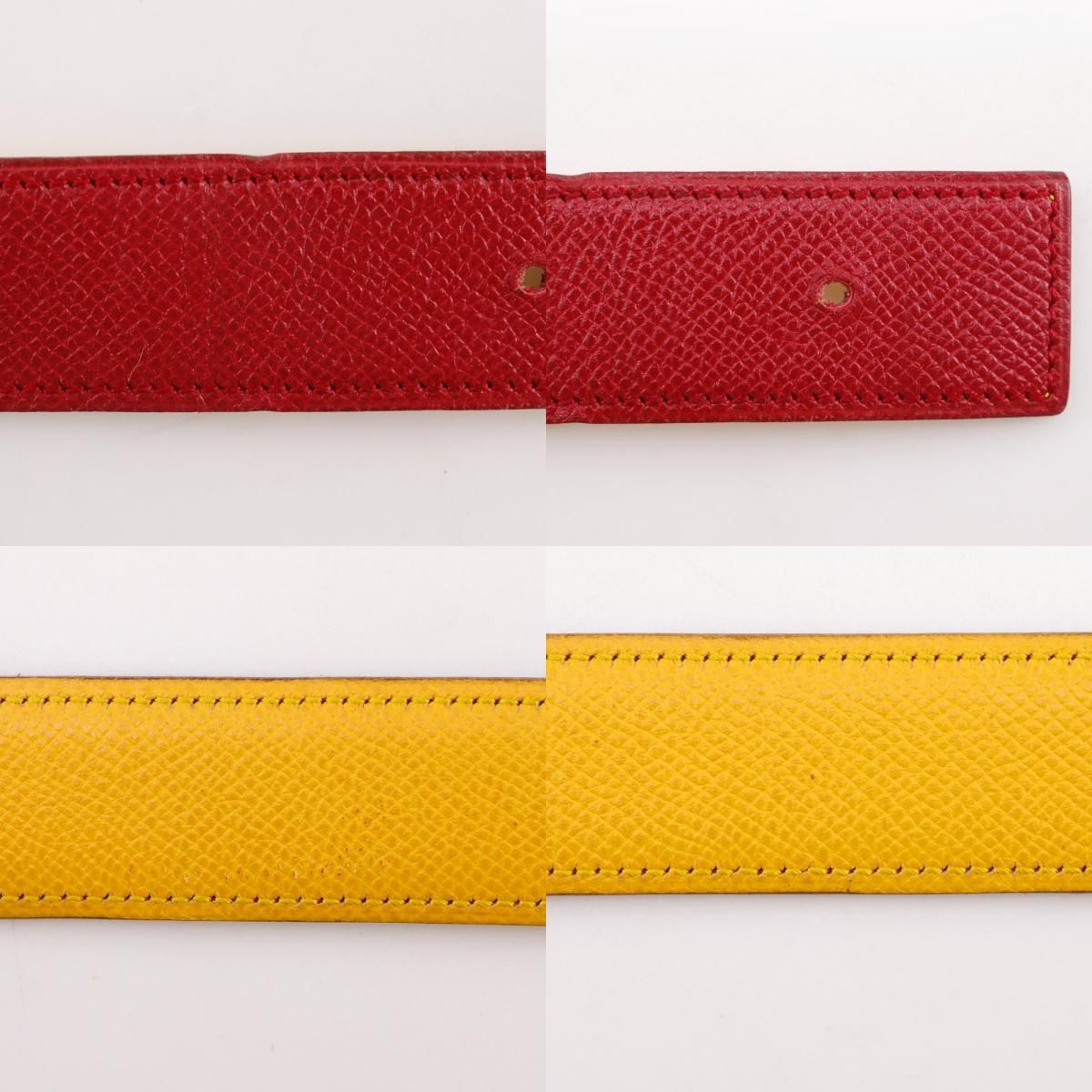 Hermes Medallion Reversible Vintage Leather Red Yellow Belt — view 9