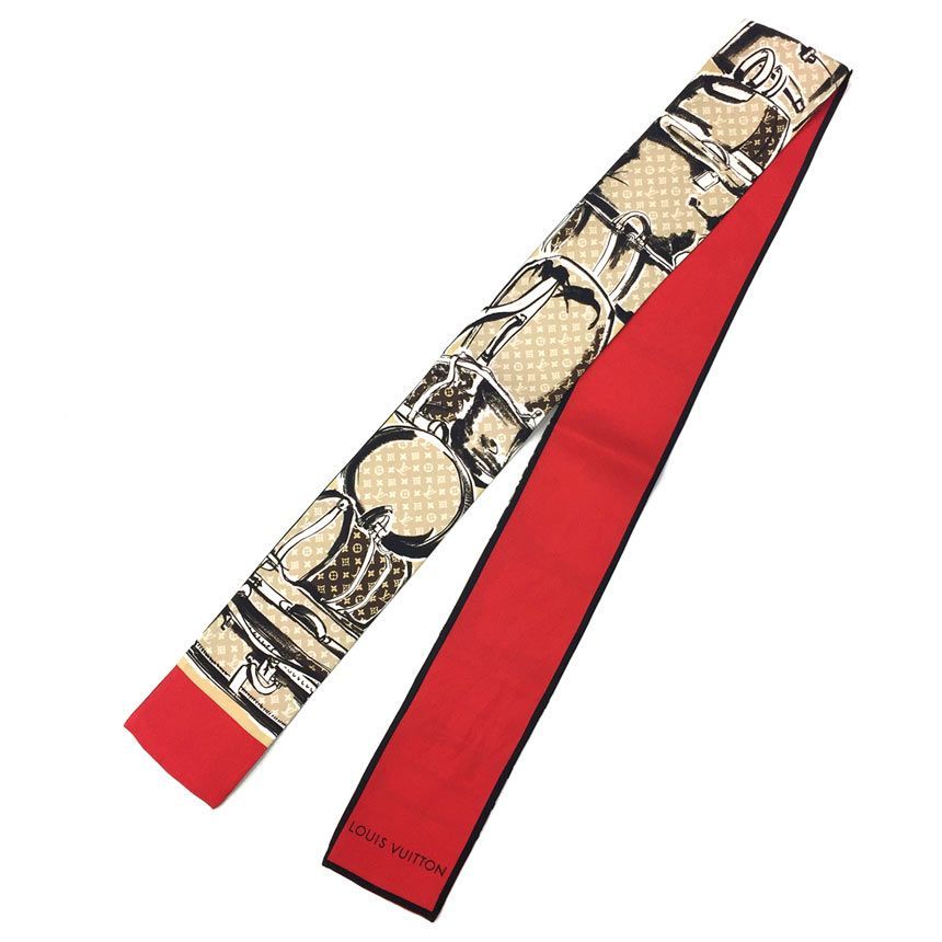 Louis Vuitton Bandeau Trunk Brown Thais Calf Ribbon Scarf Silk — view 2