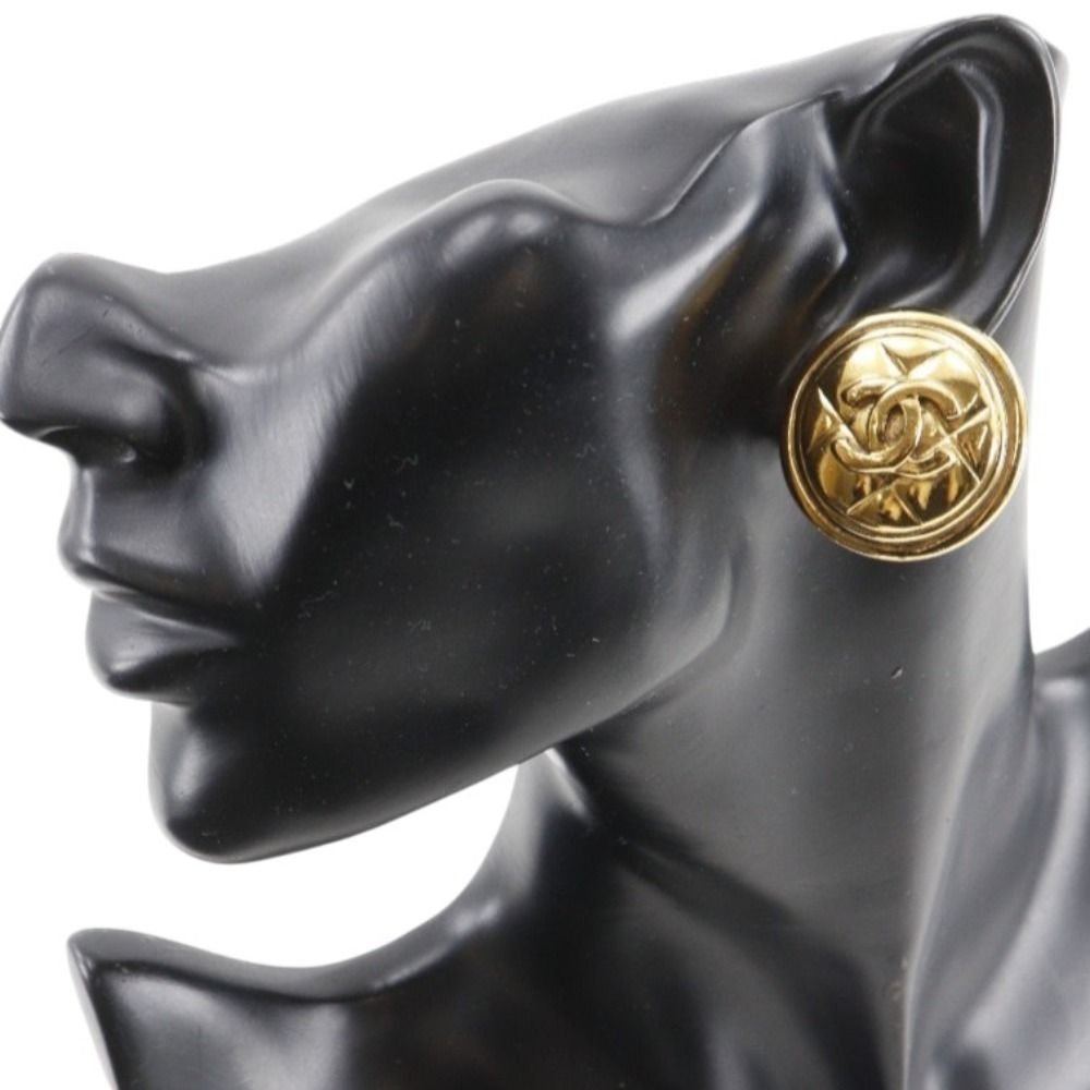 Chanel CC Logo Quilted Gold Plated Earrings — view 2
