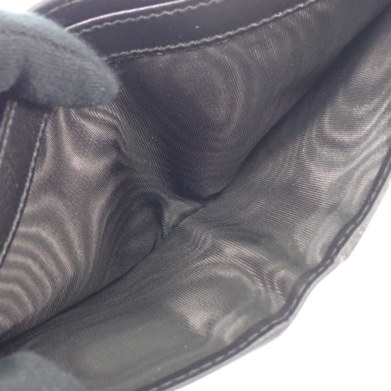 Prada Vitello Daino Leather Wallet Bifold Card Case Black Silver — view 8