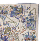 Hermes Carre Geant World 140 Natural Blue Petrole Green Cashmere Silk Large — view 5