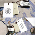 Hermes Carre Geant World 140 Natural Blue Petrole Green Cashmere Silk Large — view 9