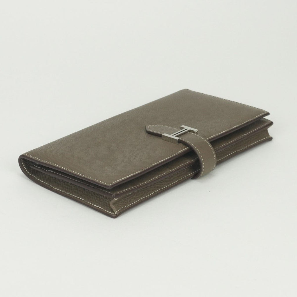 Hermes Bearn Souffle Wallet Epsom Etoupe Gray Silver Veau — view 3