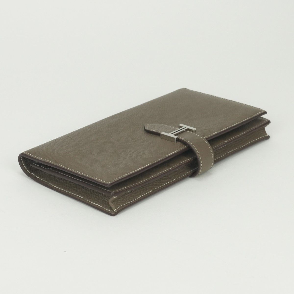 Hermes Bearn Souffle Wallet Epsom Etoupe Gray Silver Veau — view 3