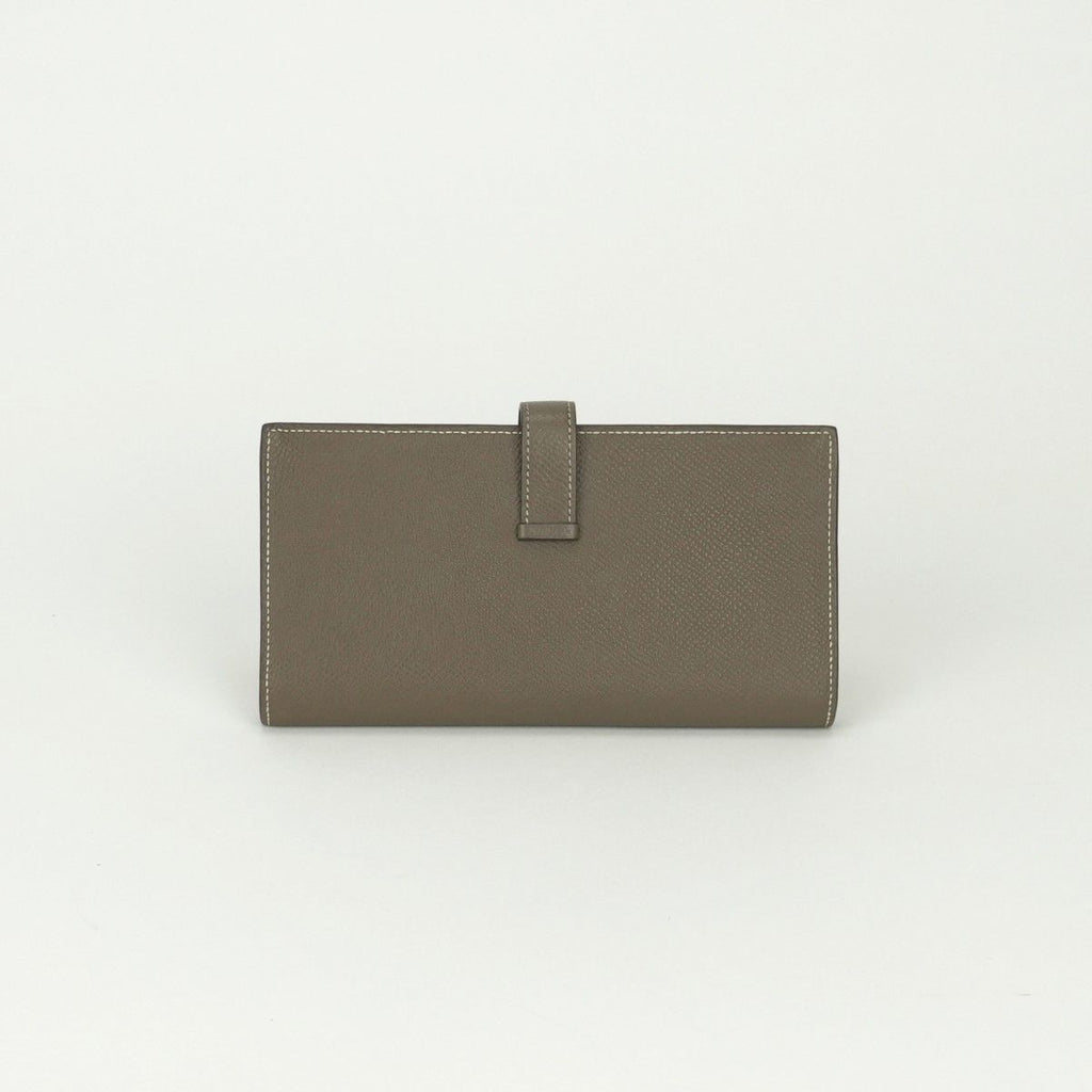Hermes Bearn Souffle Wallet Epsom Etoupe Gray Silver Veau — view 2