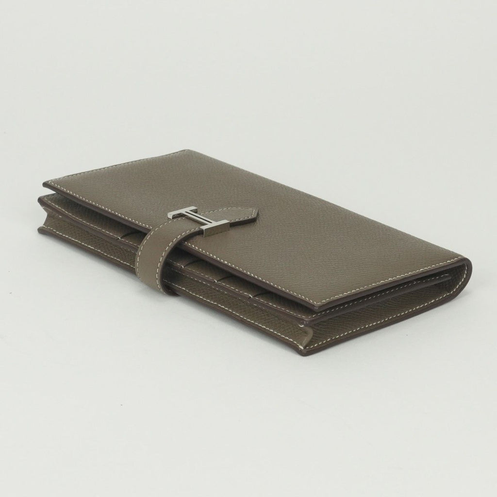 Hermes Bearn Souffle Wallet Epsom Etoupe Gray Silver Veau — view 4