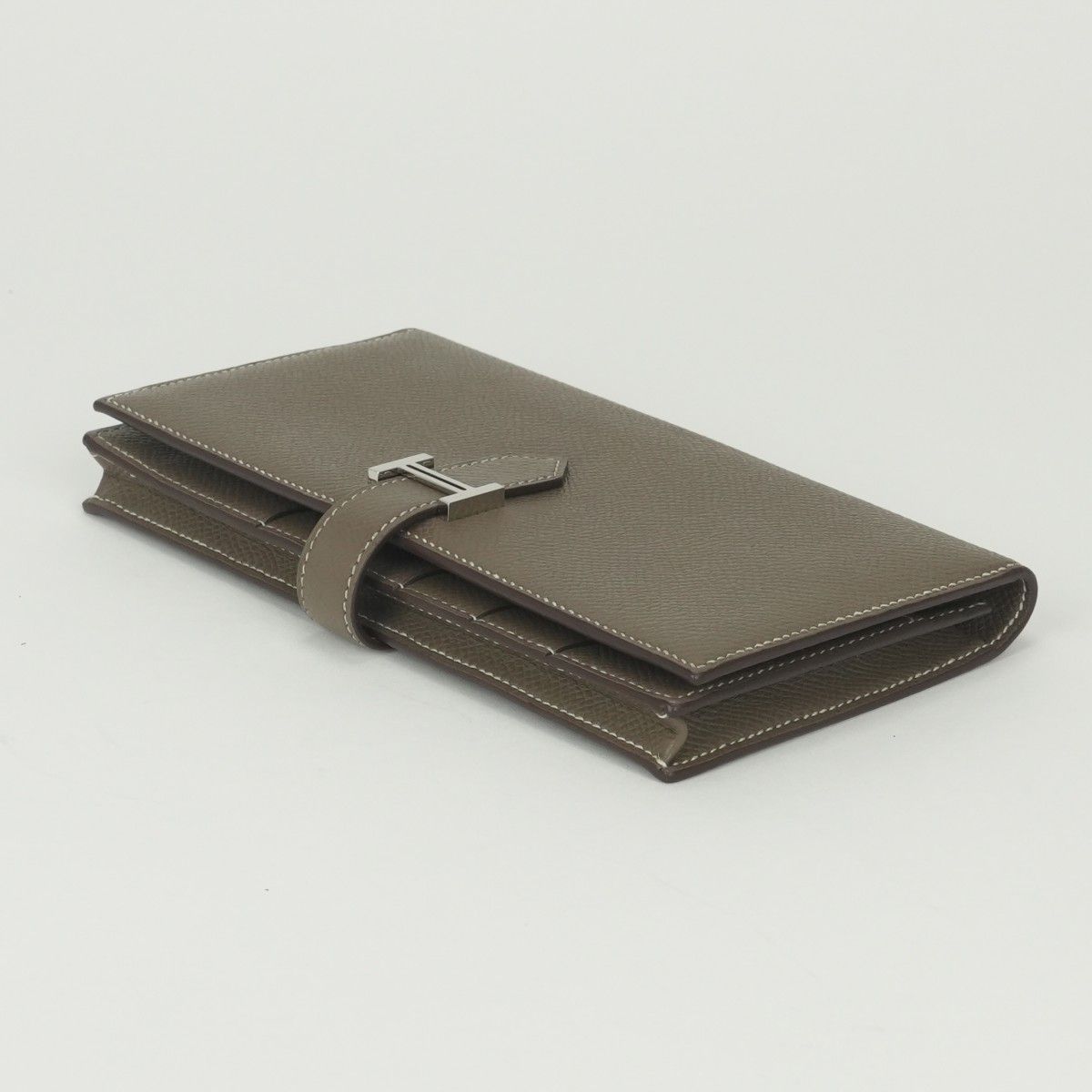 Hermes Bearn Souffle Wallet Epsom Etoupe Gray Silver Veau — view 4