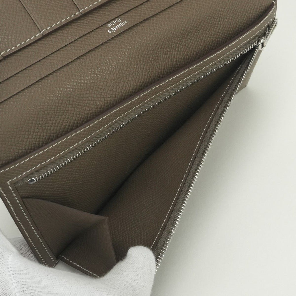 Hermes Bearn Souffle Wallet Epsom Etoupe Gray Silver Veau — view 6