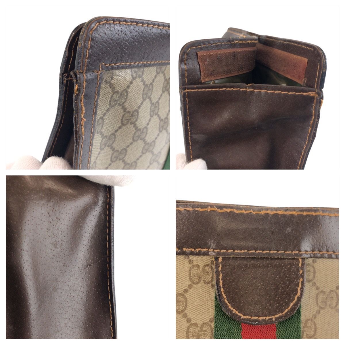 Gucci Vintage Sherry Line Beige Brown GG Supreme Canvas Clutch — view 6