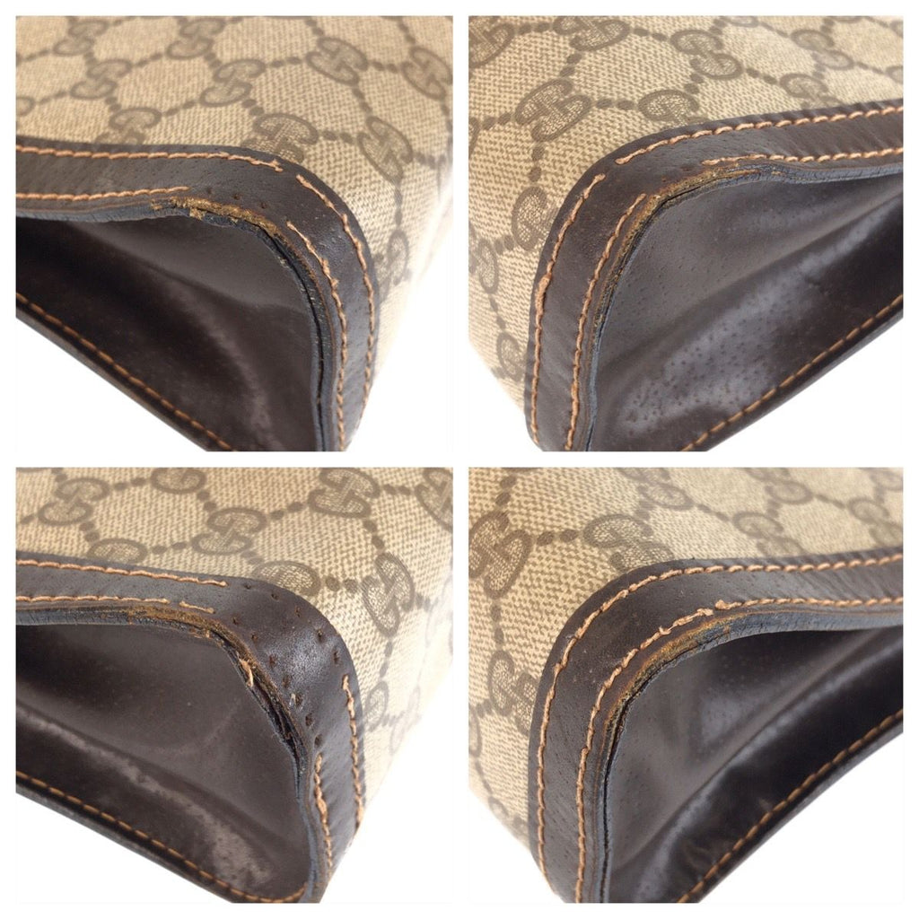 Gucci Vintage Sherry Line Beige Brown GG Supreme Canvas Clutch — view 3