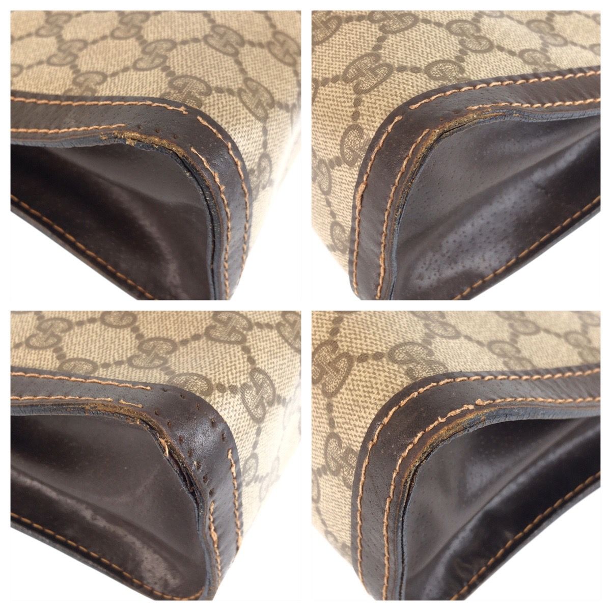 Gucci Vintage Sherry Line Beige Brown GG Supreme Canvas Clutch — view 3