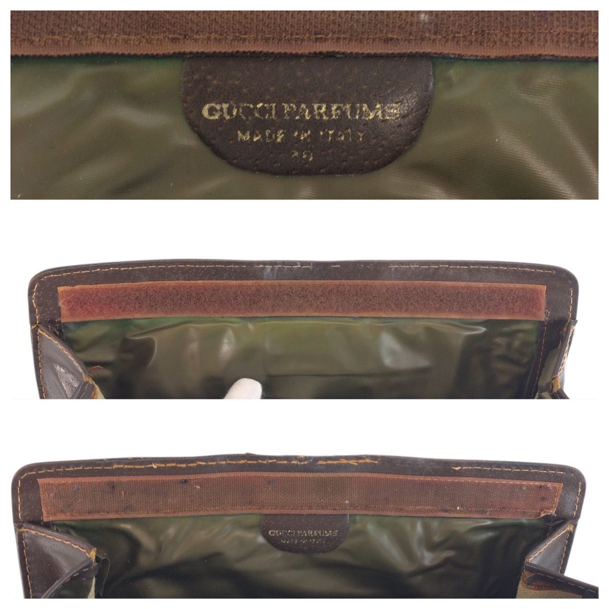 Gucci Vintage Sherry Line Beige Brown GG Supreme Canvas Clutch — view 4