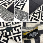 Fendi Zucca Shawl Scarf Gray White Wool — view 3