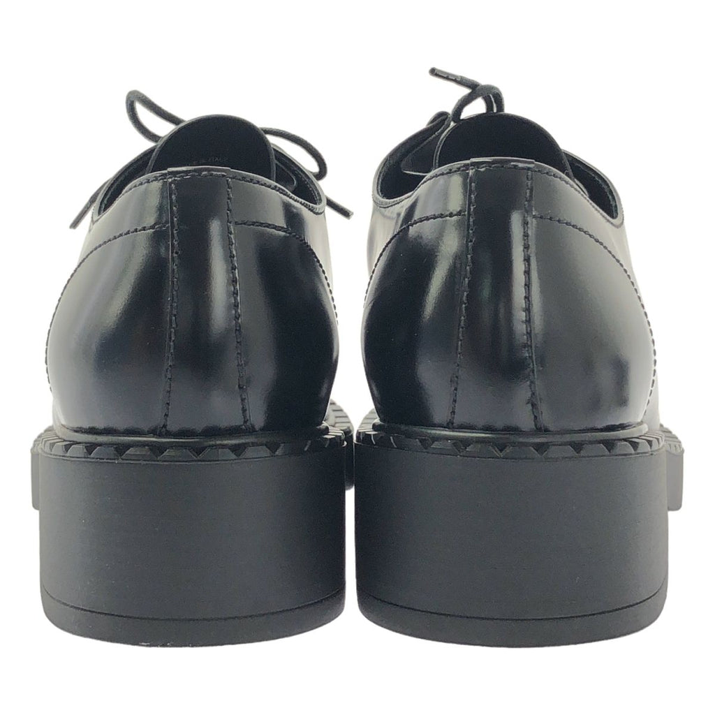 Prada Brushed Leather Lace Up Loafers 40 Black — view 3