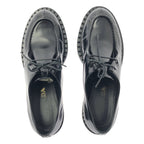 Prada Brushed Leather Lace Up Loafers 40 Black — view 4