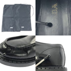 Prada Brushed Leather Lace Up Loafers 40 Black — view 9