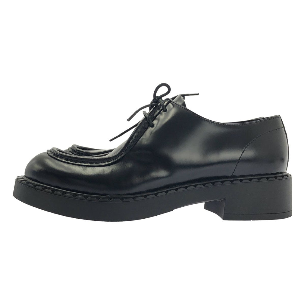 Prada Brushed Leather Lace Up Loafers 40 Black — view 2
