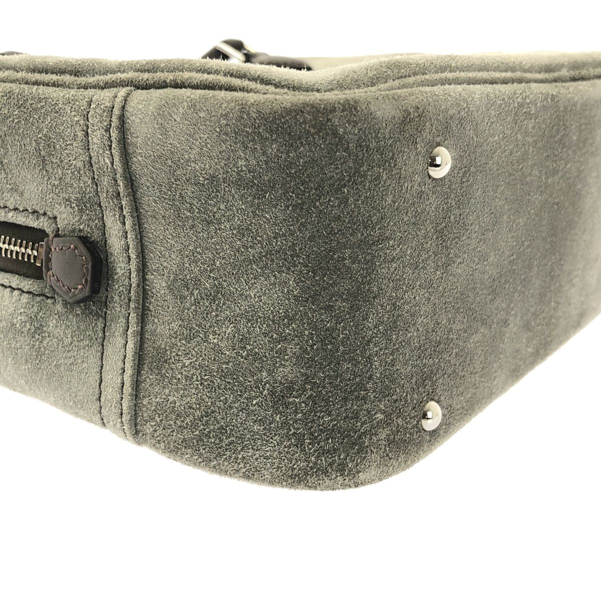 Hermes Mini Plume 20 Suede Handbag Gray — view 6