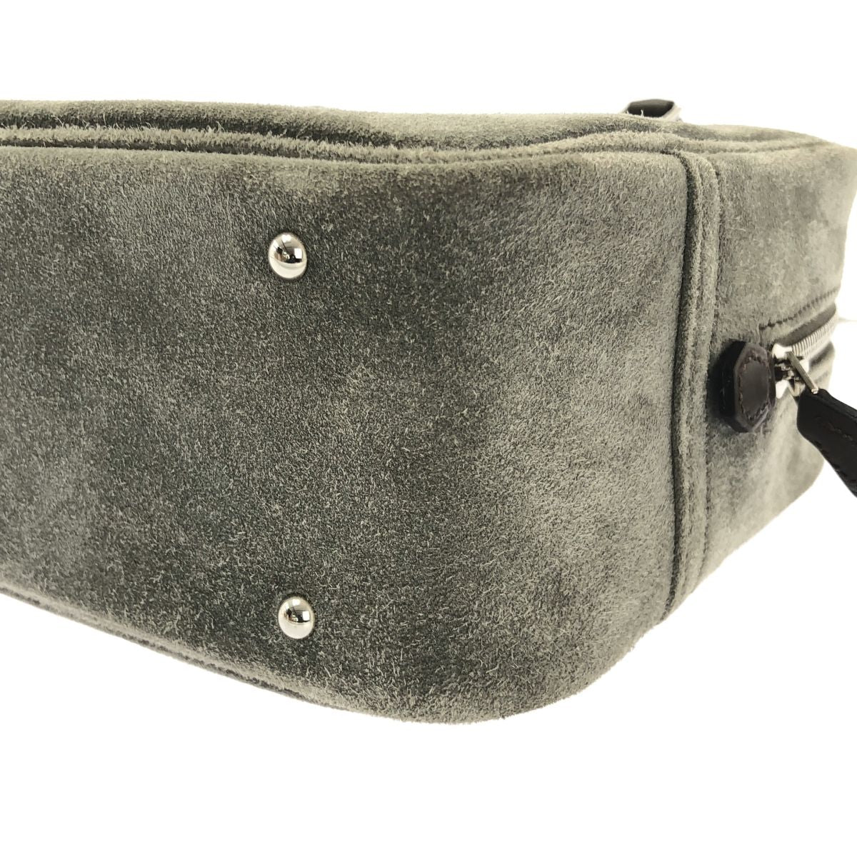 Hermes Mini Plume 20 Suede Handbag Gray — view 7