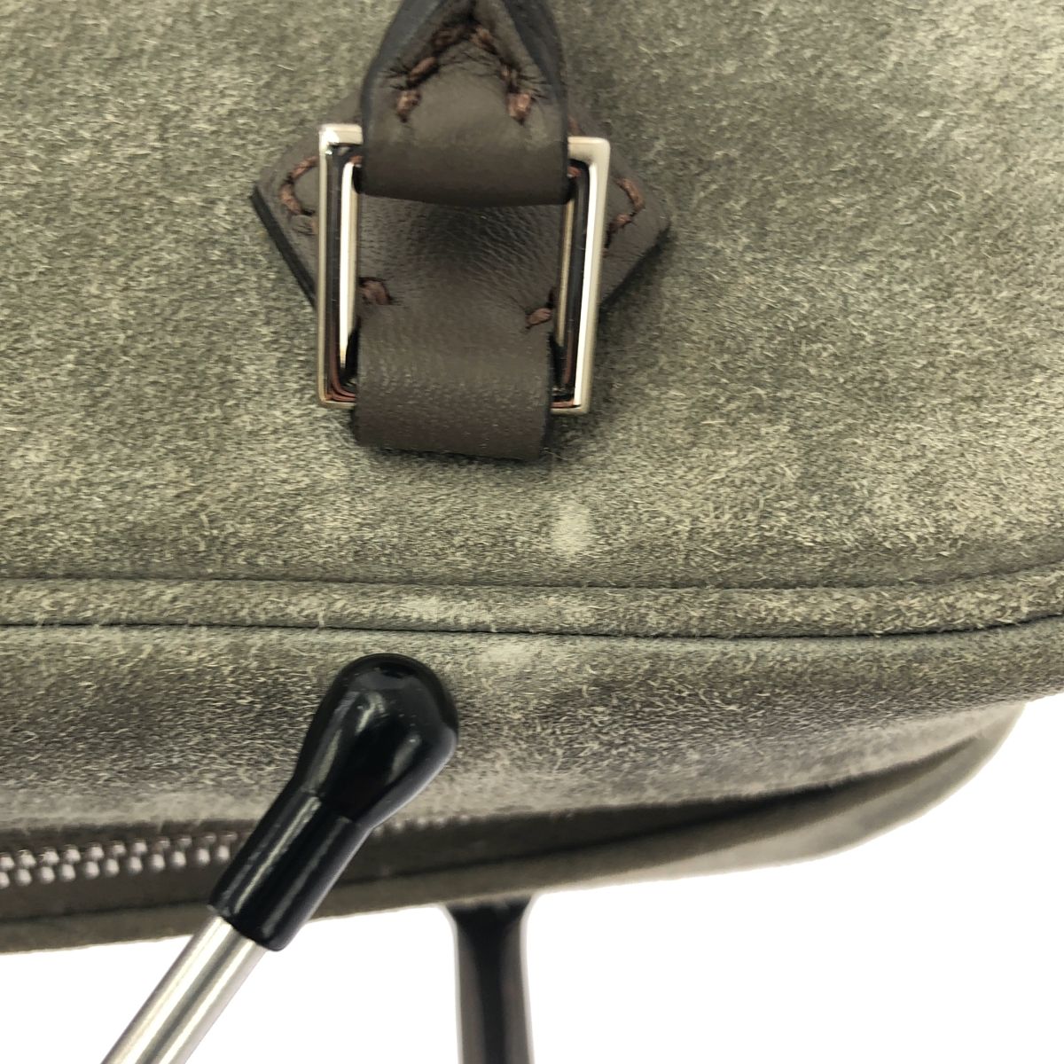 Hermes Mini Plume 20 Suede Handbag Gray — view 9