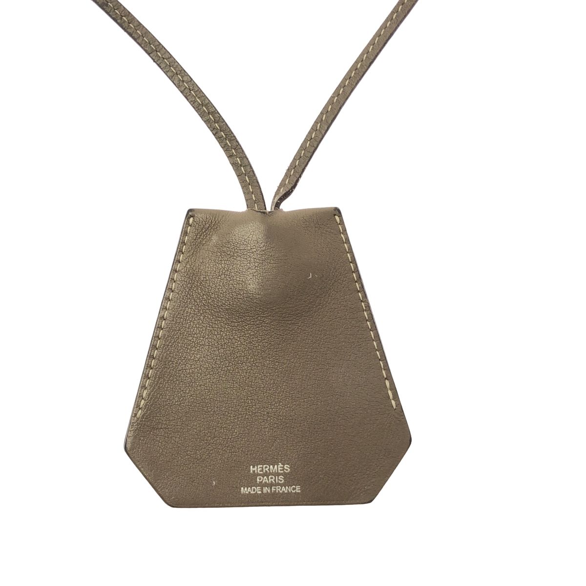 Hermes Leather Logo Clochette Necklace Brown — view 3