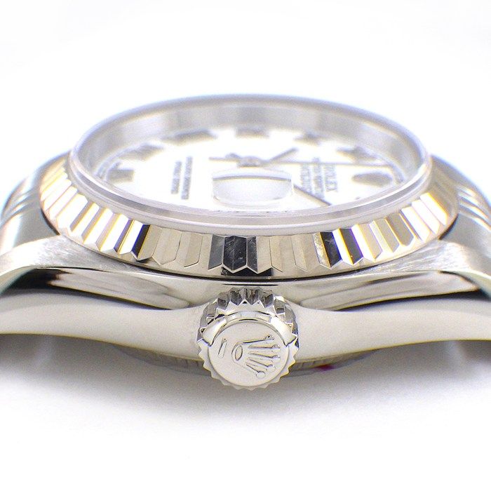 Rolex Watch Datejust Number Date White Dial Roman Index Full Ted Bezel Jubilee — view 2