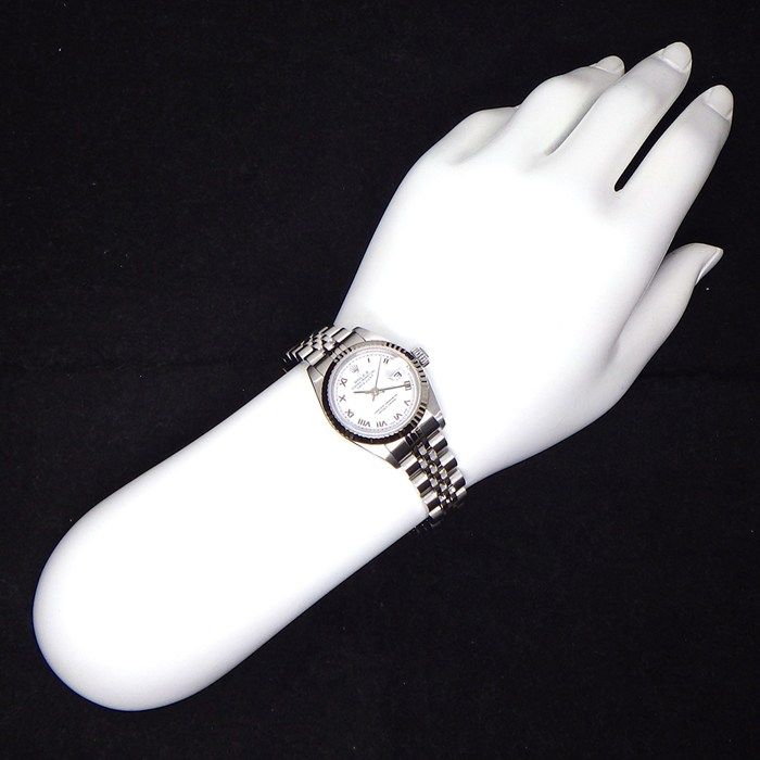 Rolex Watch Datejust Number Date White Dial Roman Index Full Ted Bezel Jubilee — view 8