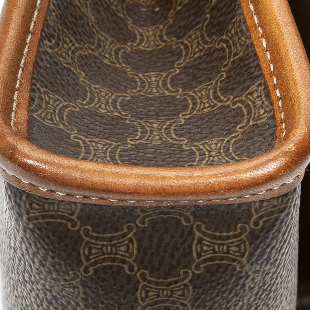 Celine Vintage Flap Crossbody Brown Macadam Canvas — view 7