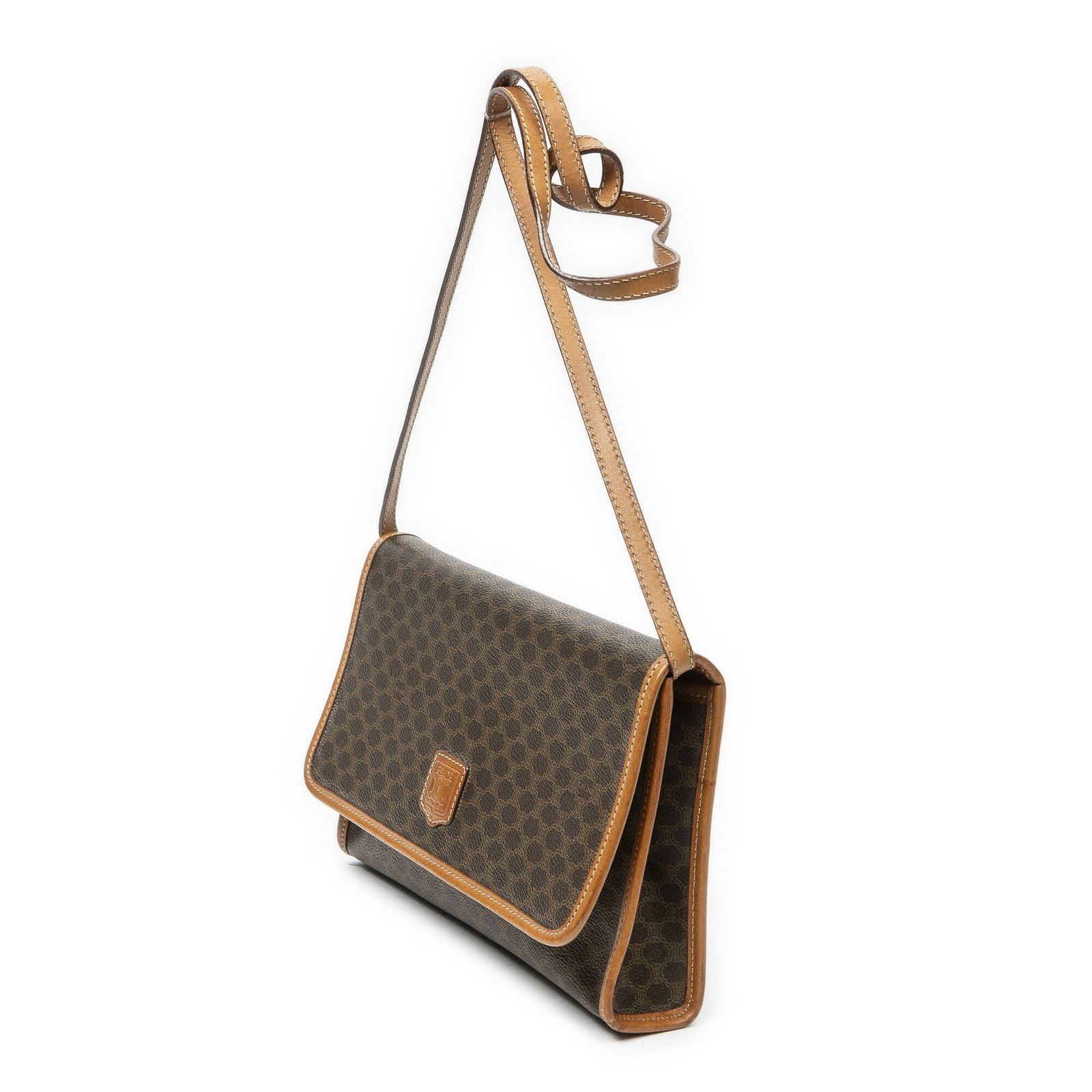 Celine Vintage Flap Crossbody Brown Macadam Canvas — view 2