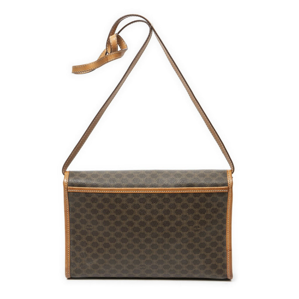 Celine Vintage Flap Crossbody Brown Macadam Canvas — view 5
