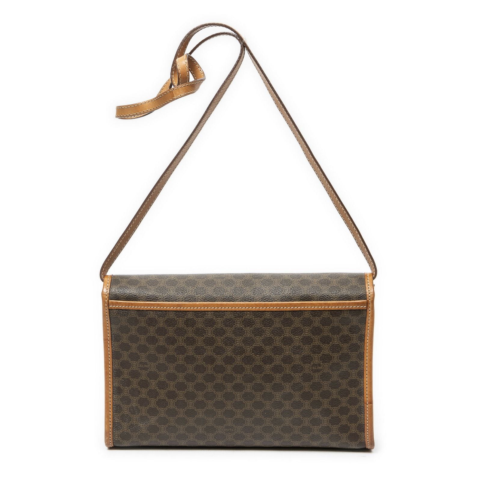 Celine Vintage Flap Crossbody Brown Macadam Canvas — view 5