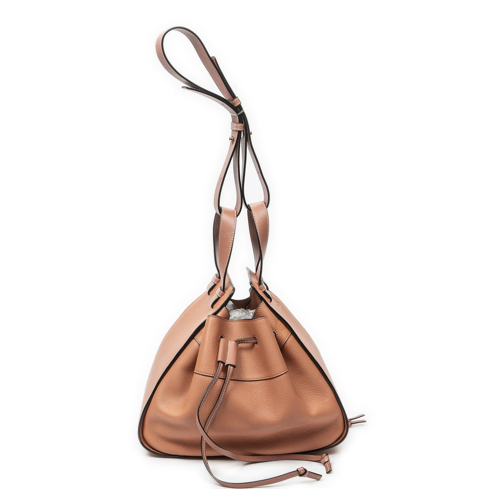 Loewe Small Drawstring Hammock Salon Pink Grain Calfskin Leather Messenger Bag — view 4