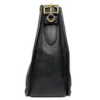 Prada Vitello Daino Shoulder Bag Black Gold Logo — view 5