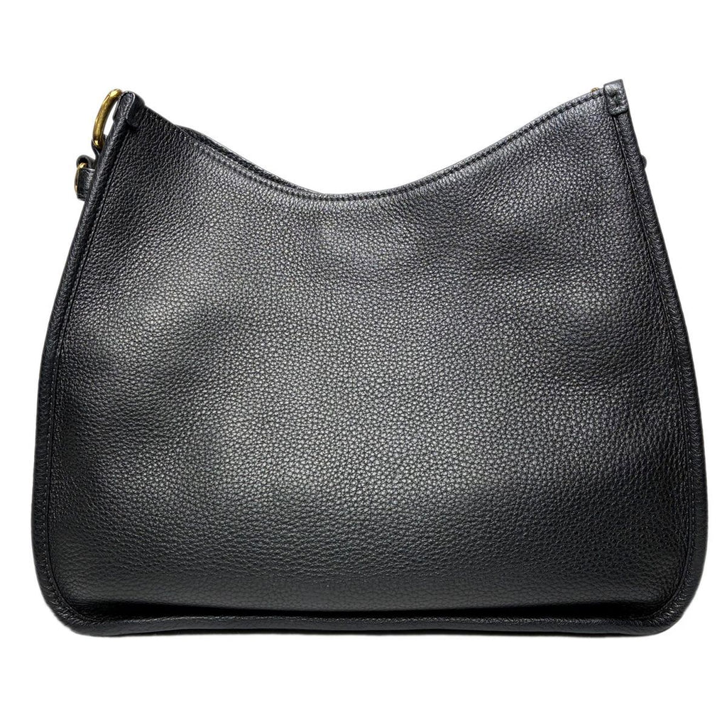 Prada Vitello Daino Shoulder Bag Black Gold Logo — view 2