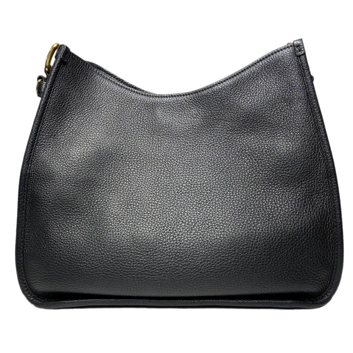 Prada Vitello Daino Shoulder Bag Black Gold Logo — view 2