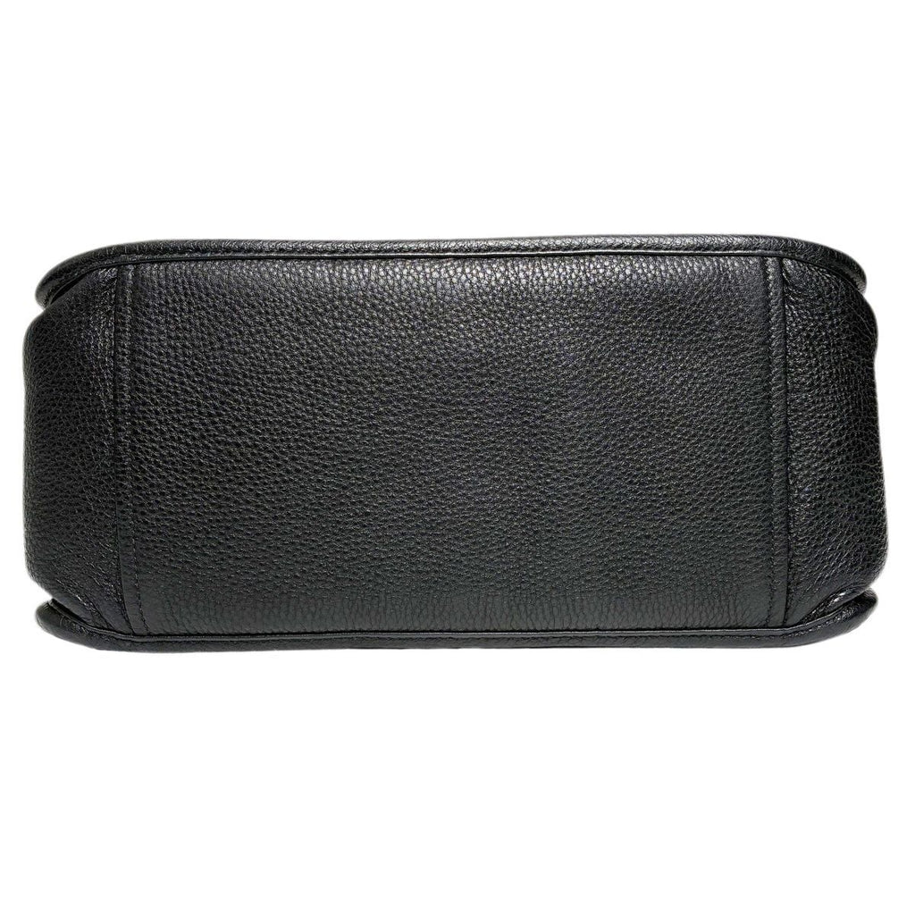 Prada Vitello Daino Shoulder Bag Black Gold Logo — view 8