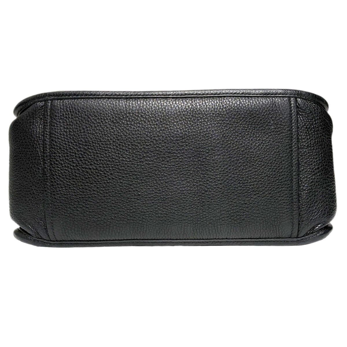 Prada Vitello Daino Shoulder Bag Black Gold Logo — view 8