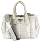 Prada Nappa Bomber Handbag Leather Gray 2-Way