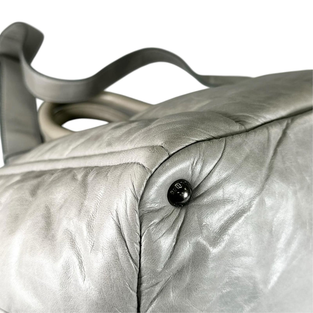 Prada Nappa Bomber Handbag Leather Gray 2-Way — view 7