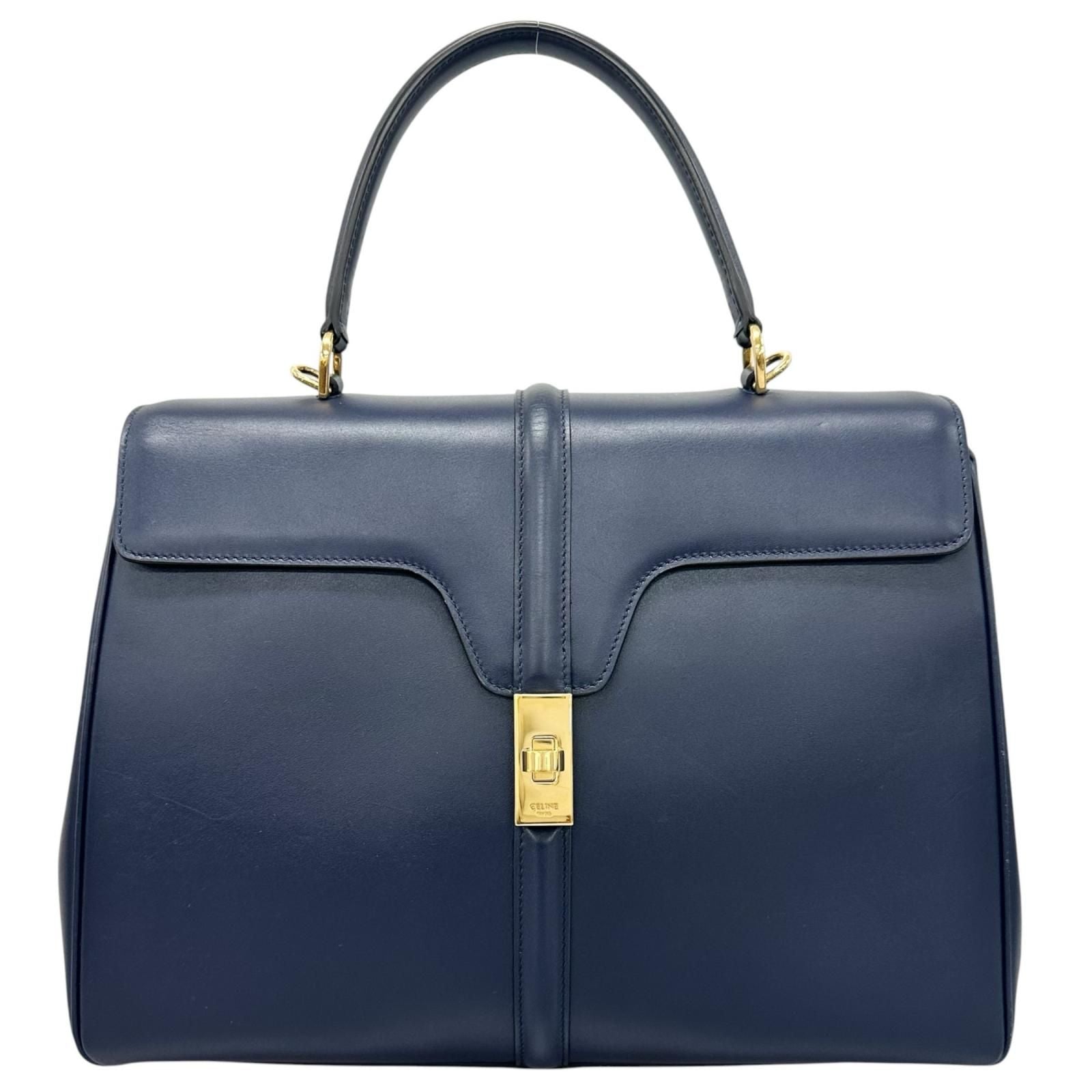 Celine Classic 16 Handbag Leather Blue 2-Way
