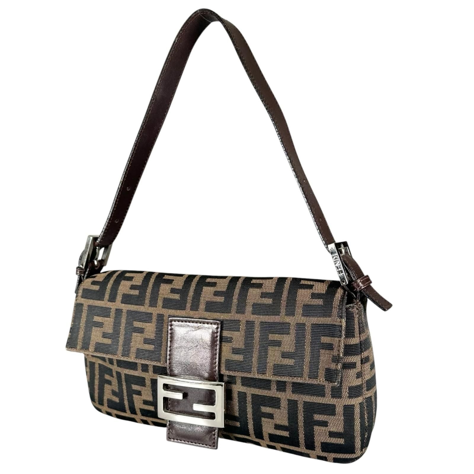 Fendi Zucca Mamma Baguette Handbag Leather Brown — view 2