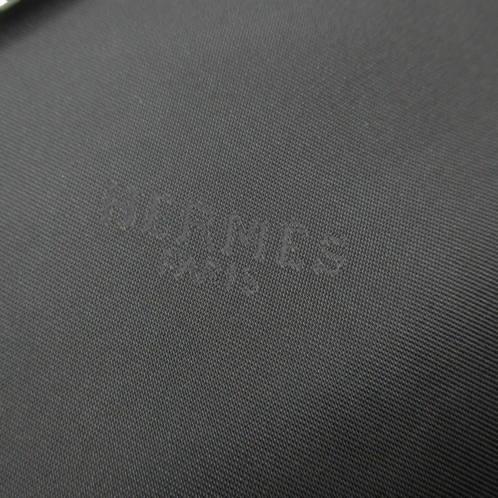 Hermes Beret Rayon Silk Cap Hat Lamb Leather Piping 58 Black — view 9