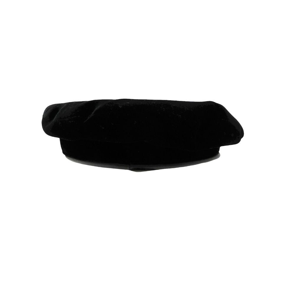 Hermes Beret Rayon Silk Cap Hat Lamb Leather Piping 58 Black — view 4