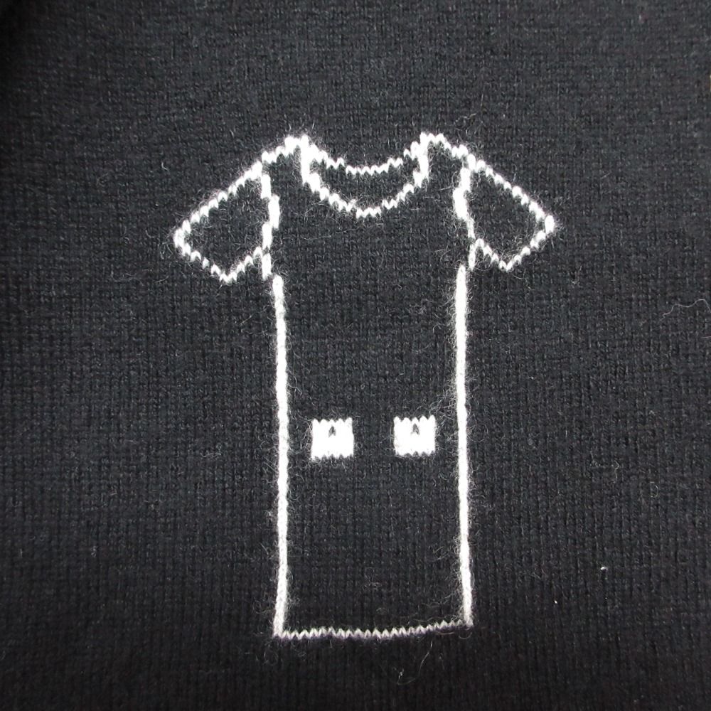 Chanel Scarf Cashmere Ribbon CC Logo Charm Shirt Motif 26 204 cm Black — view 5